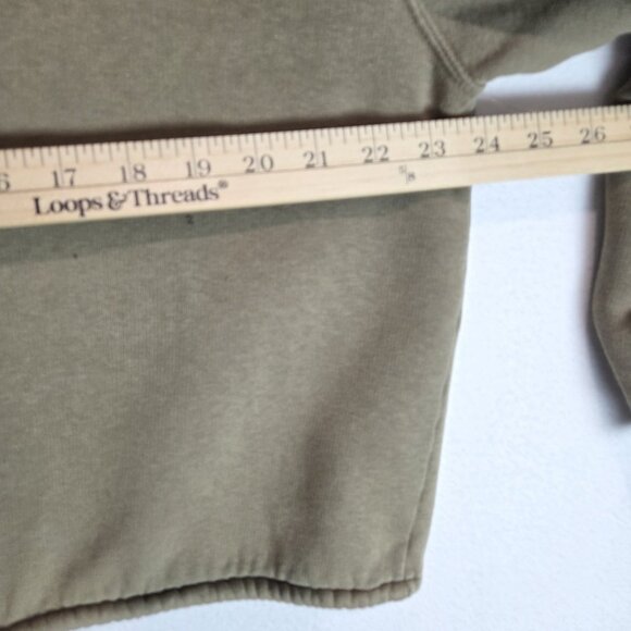 Cropped Hoodie Womens M Drawstring Olive Green Tweed Distressed Sweatshirt Hood - Picture 6 of 8